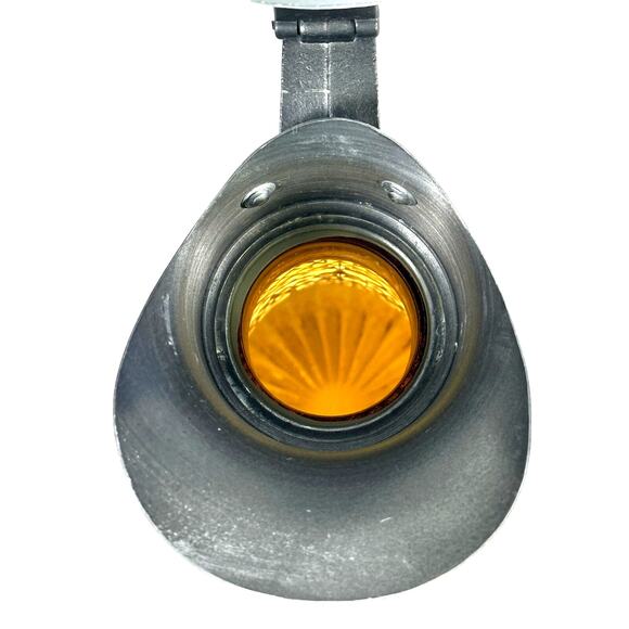 Antique Diamond Point Amber Glass Ewer Style Pitcher Pewter Lid & Handle-Rare! - Picture 8 of 8